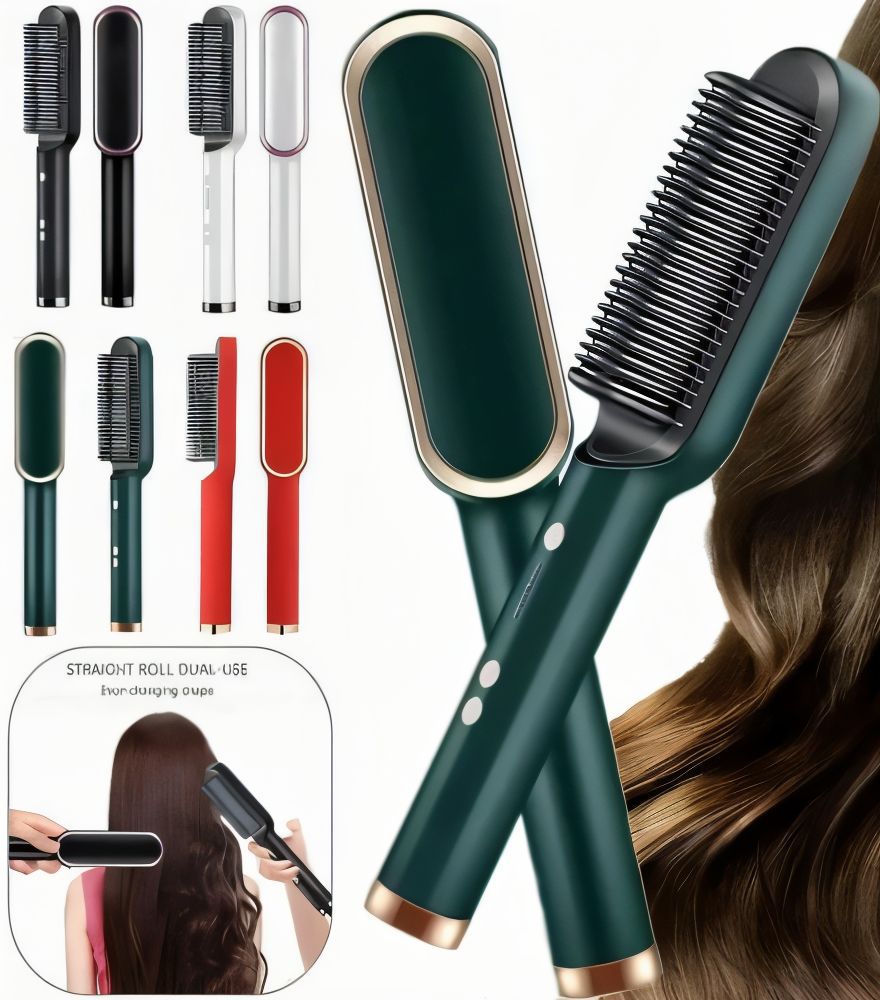 Straightening Comb for Men & Women | Smooth Style Pro Hair Straightener Brush – Fast Heating Ceramic