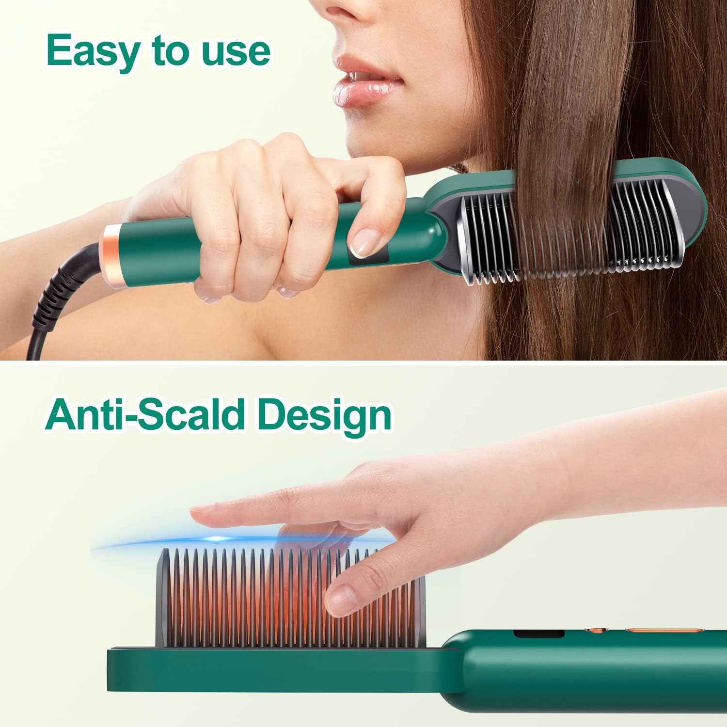 Straightening Comb for Men & Women | Smooth Style Pro Hair Straightener Brush – Fast Heating Ceramic Secondary image