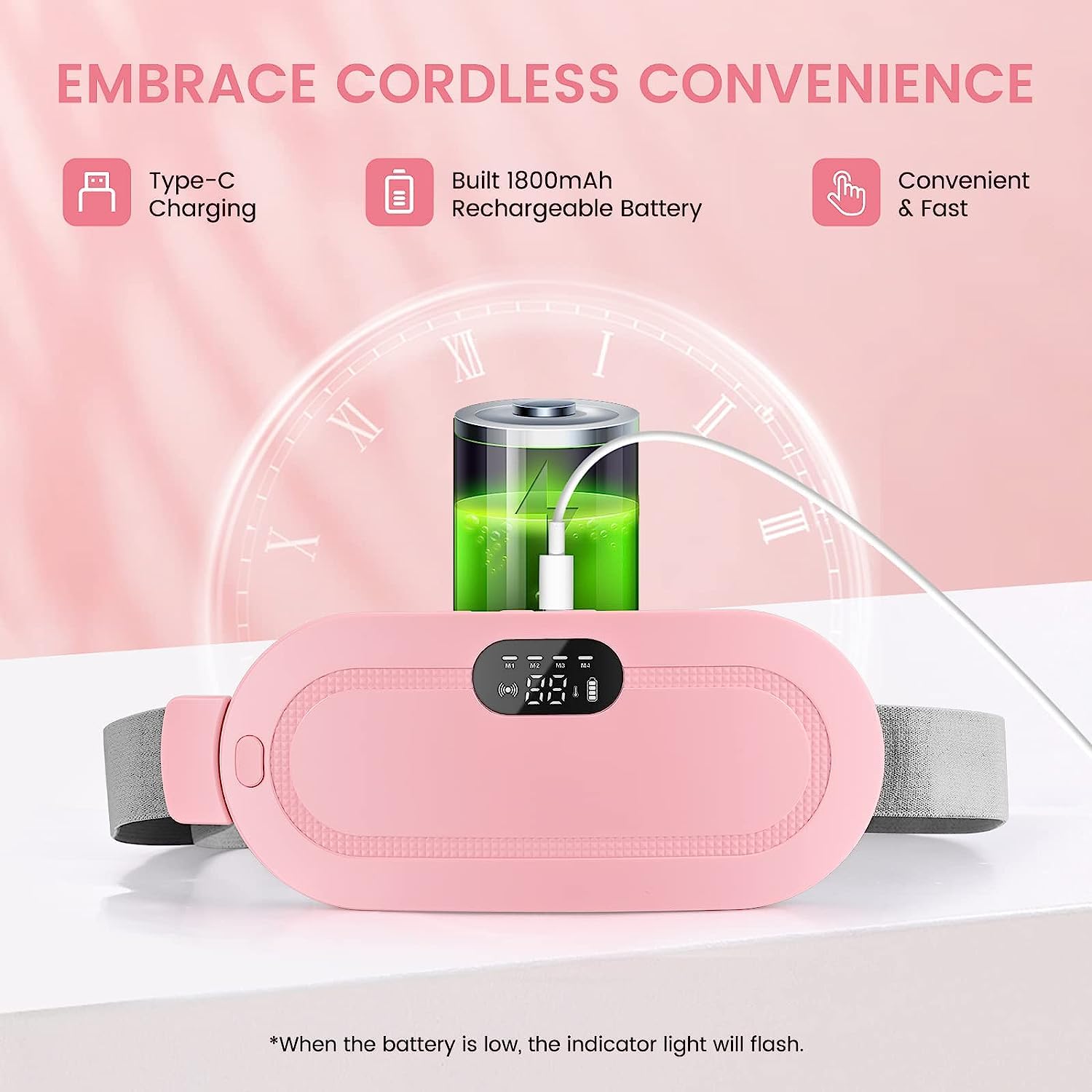 Cordless Period Pain Relief Heating Belt — Vibrating Wrap with 3 Heat Levels & 4 Massage Modes for Menstrual Cramps, Back & Belly Pain Main image