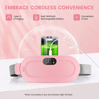 Cordless Period Pain Relief Heating Belt — Vibrating Wrap with 3 Heat Levels & 4 Massage Modes for Menstrual Cramps, Back & Belly Pain