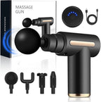 Mini Deep Tissue Massage Gun – Portable Electric Muscle Massager with 6 Speeds & 4 Massage Heads for Full Body Pain Relief & Recovery