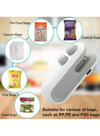Mini Portable Bag Sealer & Cutter — 2-in-1 USB Rechargeable Heat Sealing Machine for Food Freshness, Snacks & Storage Bags