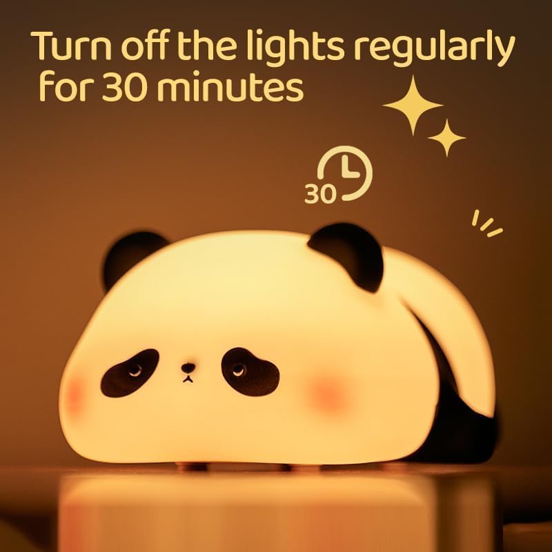 Cute Panda Silicone Night Light for Kids — Touch Control, 3 Brightness Levels, 30-Min Sleep Timer, USB Rechargeable Baby & Nursery Lamp
