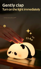 Cute Panda Silicone Night Light for Kids — Touch Control, 3 Brightness Levels, 30-Min Sleep Timer, USB Rechargeable Baby & Nursery Lamp