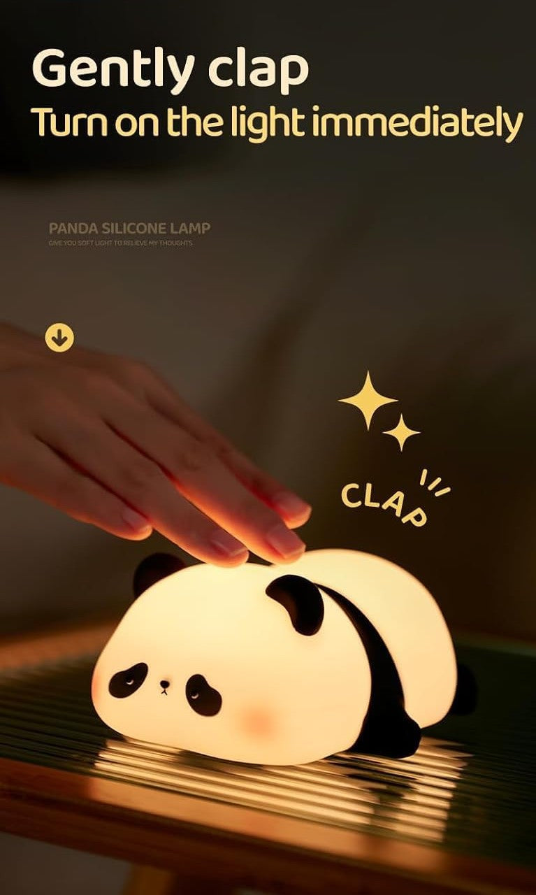Cute Panda Silicone Night Light for Kids — Touch Control, 3 Brightness Levels, 30-Min Sleep Timer, USB Rechargeable Baby & Nursery Lamp