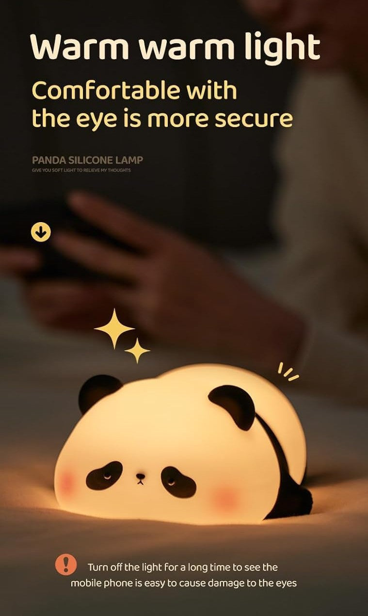Cute Panda Silicone Night Light for Kids — Touch Control, 3 Brightness Levels, 30-Min Sleep Timer, USB Rechargeable Baby & Nursery Lamp