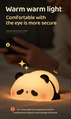 Cute Panda Silicone Night Light for Kids — Touch Control, 3 Brightness Levels, 30-Min Sleep Timer, USB Rechargeable Baby & Nursery Lamp