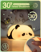 Cute Panda Silicone Night Light for Kids — Touch Control, 3 Brightness Levels, 30-Min Sleep Timer, USB Rechargeable Baby & Nursery Lamp