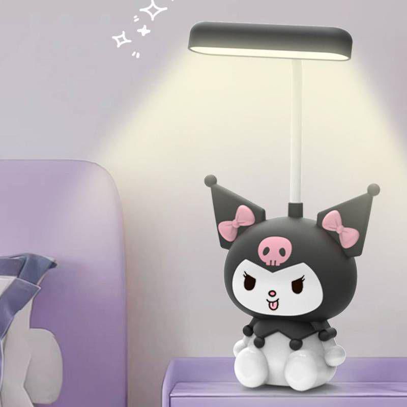 Cute Cartoon Character LED Desk Lamp with Built-in Pencil Sharpener — Flexible Gooseneck, USB Rechargeable, Kids' Room & Study Table Night Light