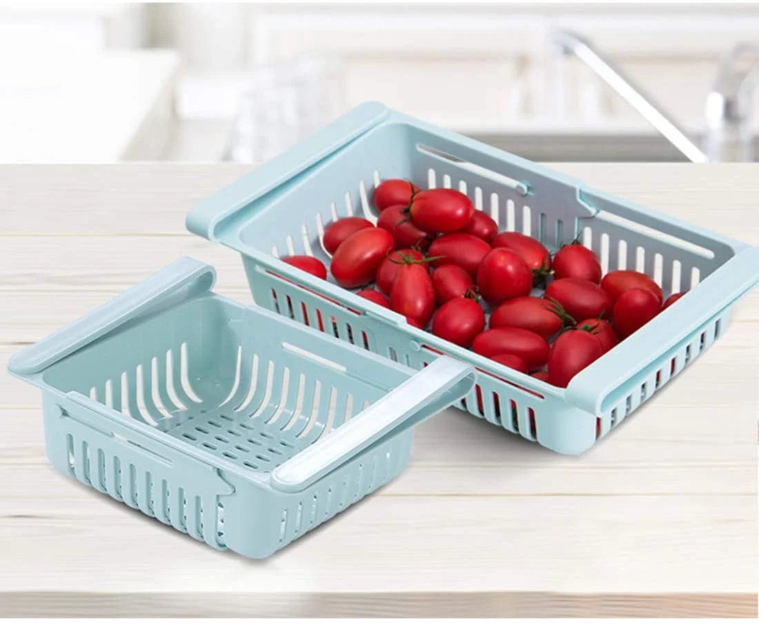 Expandable Fridge Drawer Basket — Adjustable Slide-Under Shelf Organizer for Fruits, Vegetables & Food Storage | Space-Saving Pull-Out Bin Main image