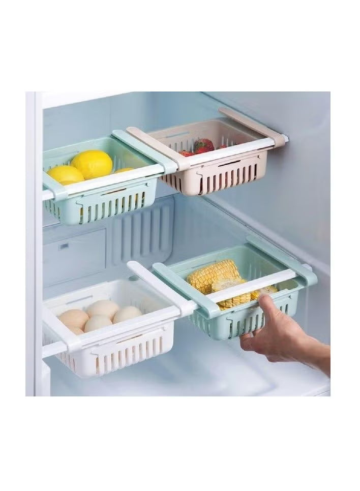 Expandable Fridge Drawer Basket — Adjustable Slide-Under Shelf Organizer for Fruits, Vegetables & Food Storage | Space-Saving Pull-Out Bin