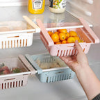 Expandable Fridge Drawer Basket — Adjustable Slide-Under Shelf Organizer for Fruits, Vegetables & Food Storage | Space-Saving Pull-Out Bin