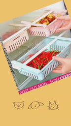 Expandable Fridge Drawer Basket — Adjustable Slide-Under Shelf Organizer for Fruits, Vegetables & Food Storage | Space-Saving Pull-Out Bin